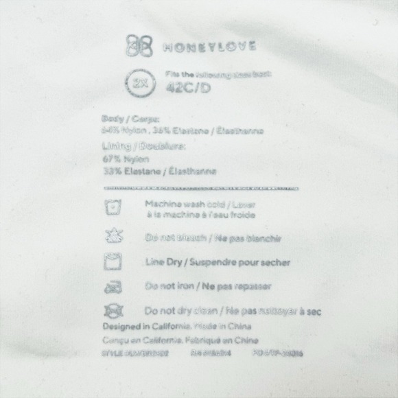 HoneyLove SoftForm Bra 2X White Wireless Seamless Pullover V‎ Neck Comfort - Picture 6 of 8